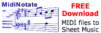 Convert MIDI files to sheet music. Free download.